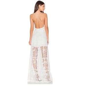 TJD White Lace Boho Fez Maxi Dress